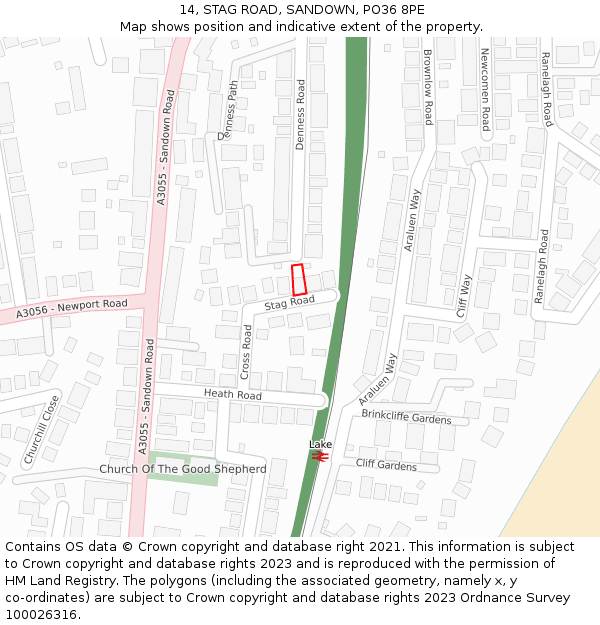 14, STAG ROAD, SANDOWN, PO36 8PE: Location map and indicative extent of plot