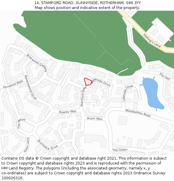 14, STAMFORD ROAD, SUNNYSIDE, ROTHERHAM, S66 3YY: Location map and indicative extent of plot