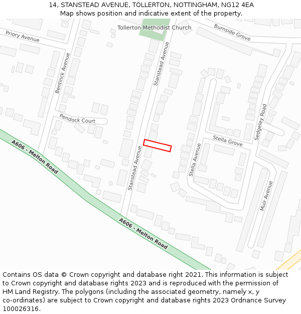 14, STANSTEAD AVENUE, TOLLERTON, NOTTINGHAM, NG12 4EA: Location map and indicative extent of plot