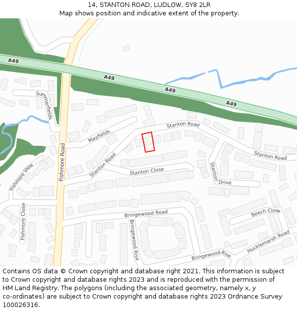 14, STANTON ROAD, LUDLOW, SY8 2LR: Location map and indicative extent of plot