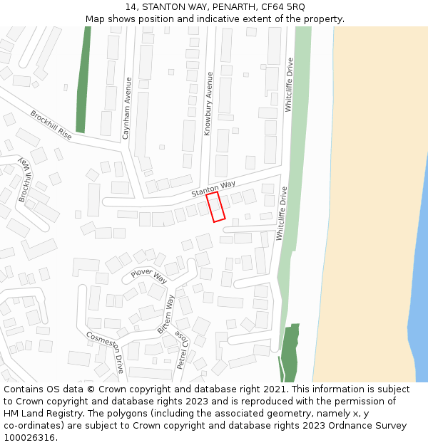 14, STANTON WAY, PENARTH, CF64 5RQ: Location map and indicative extent of plot