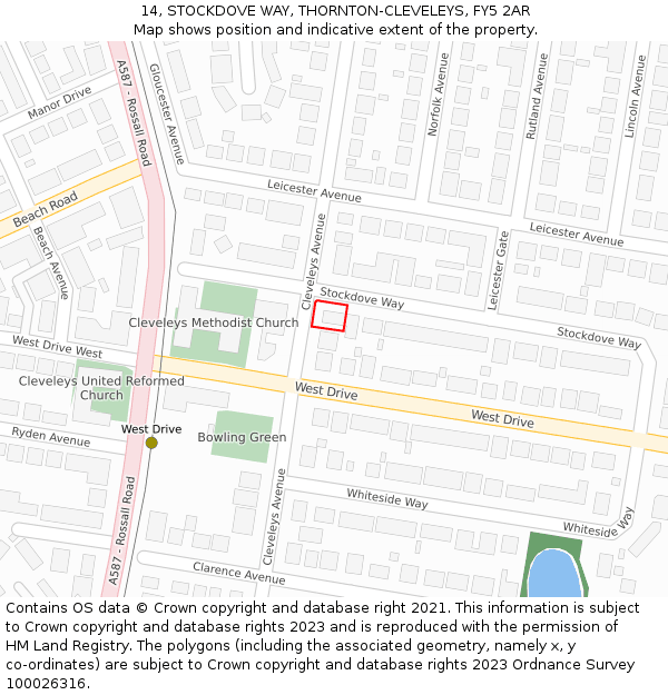 14, STOCKDOVE WAY, THORNTON-CLEVELEYS, FY5 2AR: Location map and indicative extent of plot