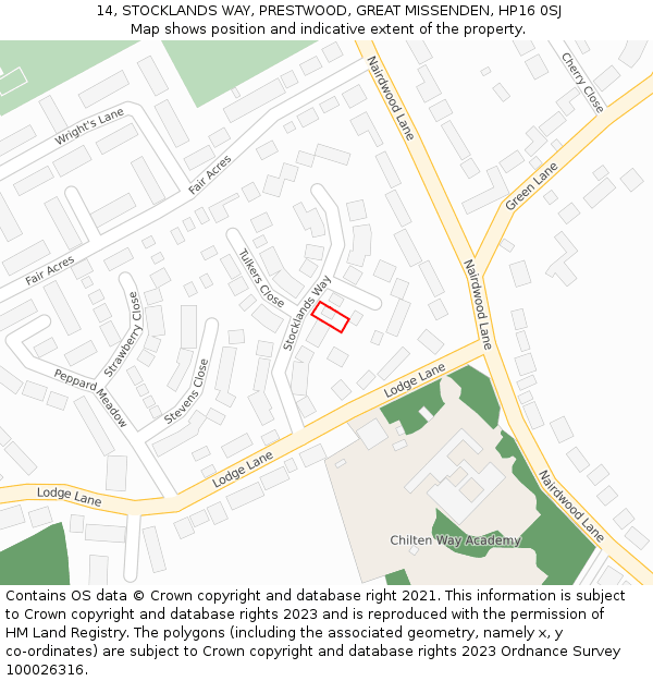 14, STOCKLANDS WAY, PRESTWOOD, GREAT MISSENDEN, HP16 0SJ: Location map and indicative extent of plot