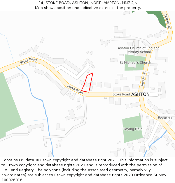 14, STOKE ROAD, ASHTON, NORTHAMPTON, NN7 2JN: Location map and indicative extent of plot