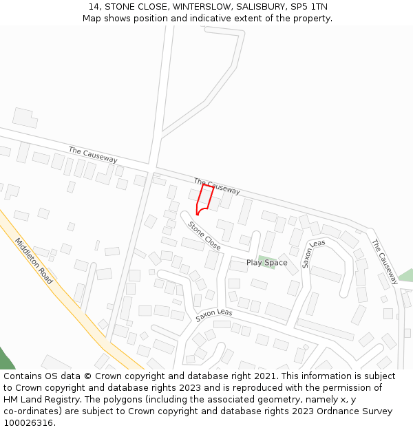 14, STONE CLOSE, WINTERSLOW, SALISBURY, SP5 1TN: Location map and indicative extent of plot