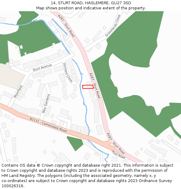 14, STURT ROAD, HASLEMERE, GU27 3SD: Location map and indicative extent of plot
