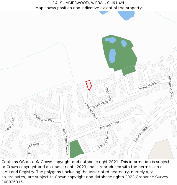 14, SUMMERWOOD, WIRRAL, CH61 4YL: Location map and indicative extent of plot