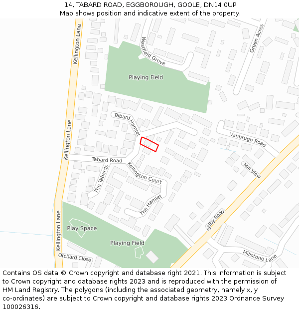 14, TABARD ROAD, EGGBOROUGH, GOOLE, DN14 0UP: Location map and indicative extent of plot