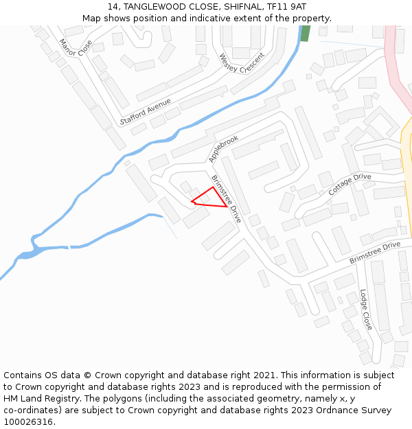 14, TANGLEWOOD CLOSE, SHIFNAL, TF11 9AT: Location map and indicative extent of plot