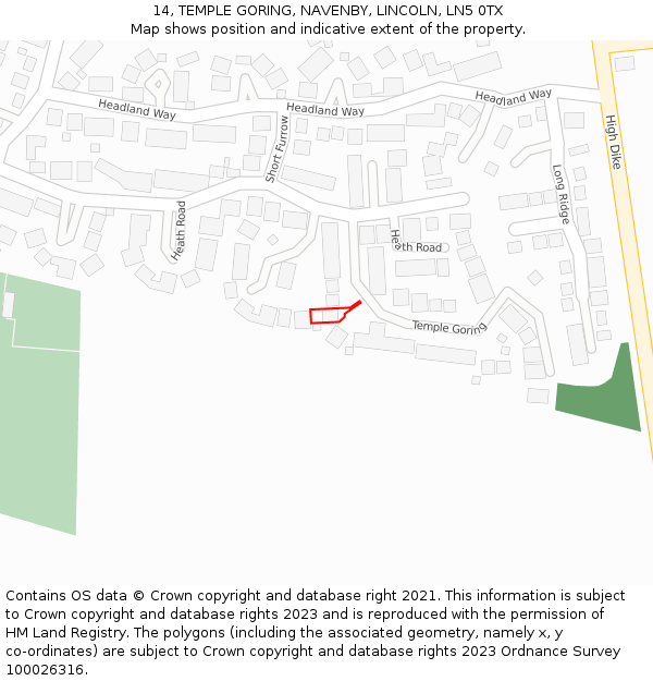 14, TEMPLE GORING, NAVENBY, LINCOLN, LN5 0TX: Location map and indicative extent of plot