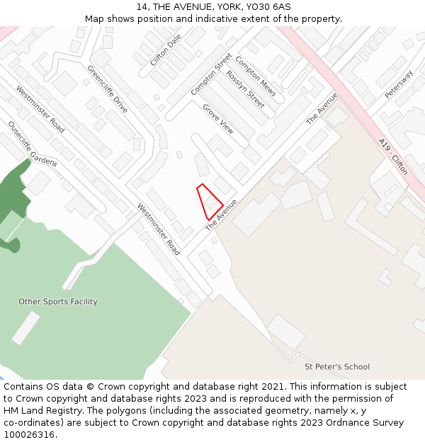 14, THE AVENUE, YORK, YO30 6AS: Location map and indicative extent of plot