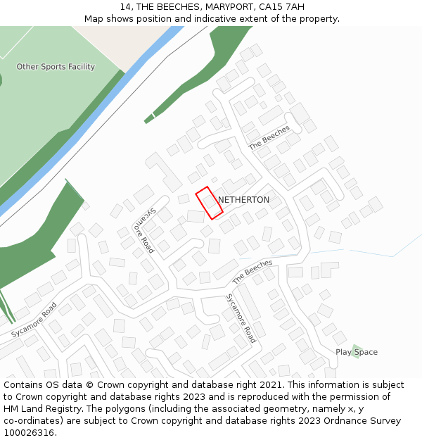 14, THE BEECHES, MARYPORT, CA15 7AH: Location map and indicative extent of plot