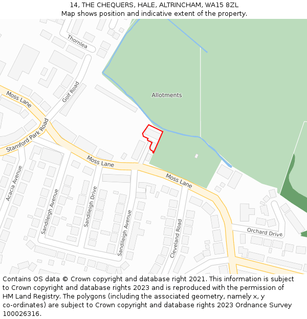 14, THE CHEQUERS, HALE, ALTRINCHAM, WA15 8ZL: Location map and indicative extent of plot