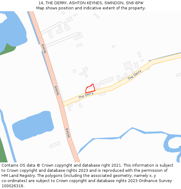 14, THE DERRY, ASHTON KEYNES, SWINDON, SN6 6PW: Location map and indicative extent of plot