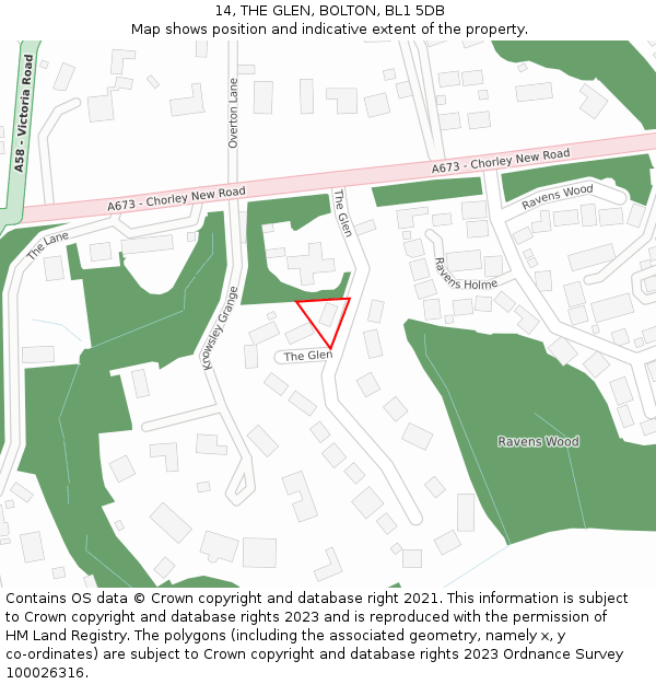 14, THE GLEN, BOLTON, BL1 5DB: Location map and indicative extent of plot