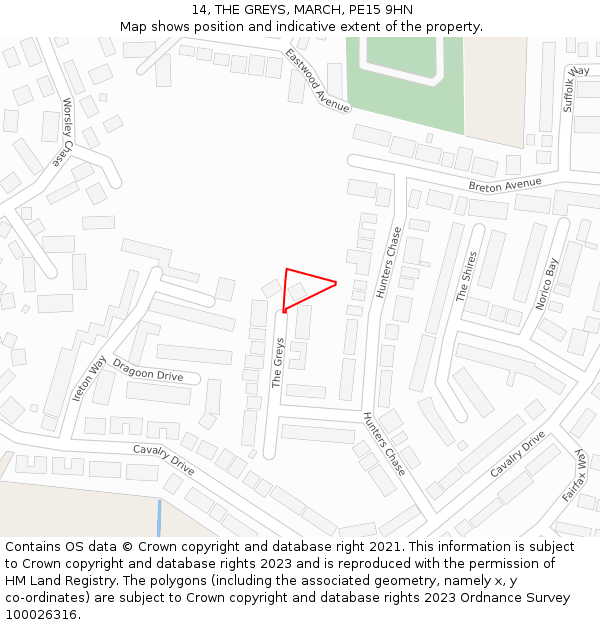 14, THE GREYS, MARCH, PE15 9HN: Location map and indicative extent of plot