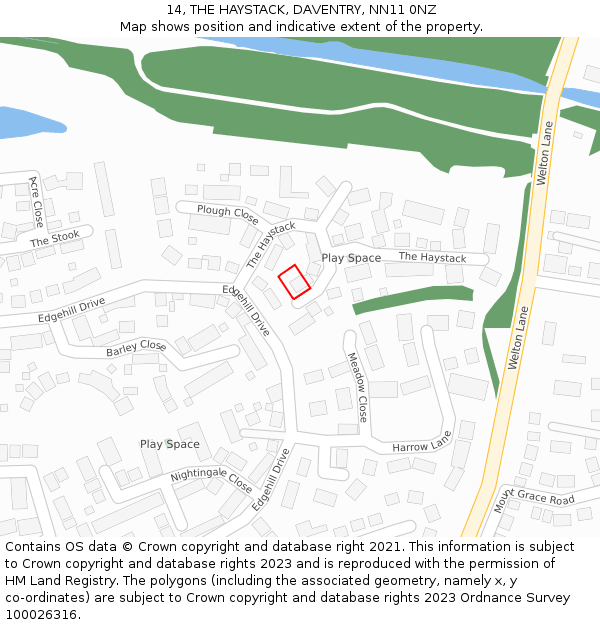 14, THE HAYSTACK, DAVENTRY, NN11 0NZ: Location map and indicative extent of plot