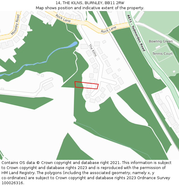 14, THE KILNS, BURNLEY, BB11 2RW: Location map and indicative extent of plot