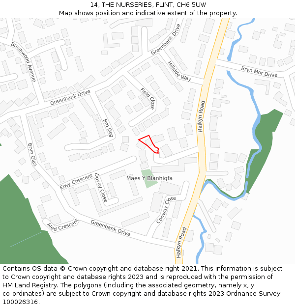 14, THE NURSERIES, FLINT, CH6 5UW: Location map and indicative extent of plot