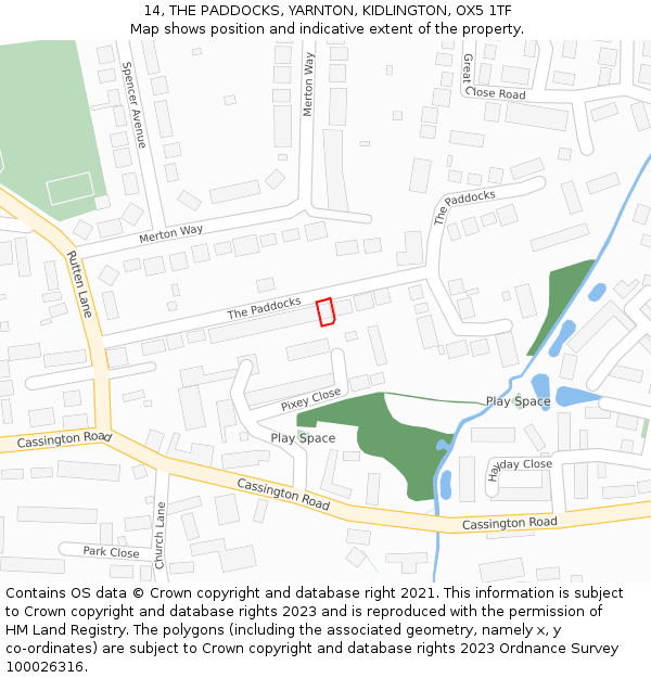 14, THE PADDOCKS, YARNTON, KIDLINGTON, OX5 1TF: Location map and indicative extent of plot