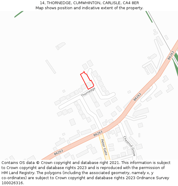 14, THORNEDGE, CUMWHINTON, CARLISLE, CA4 8ER: Location map and indicative extent of plot
