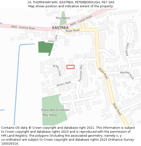 14, THORNHAM WAY, EASTREA, PETERBOROUGH, PE7 2AS: Location map and indicative extent of plot