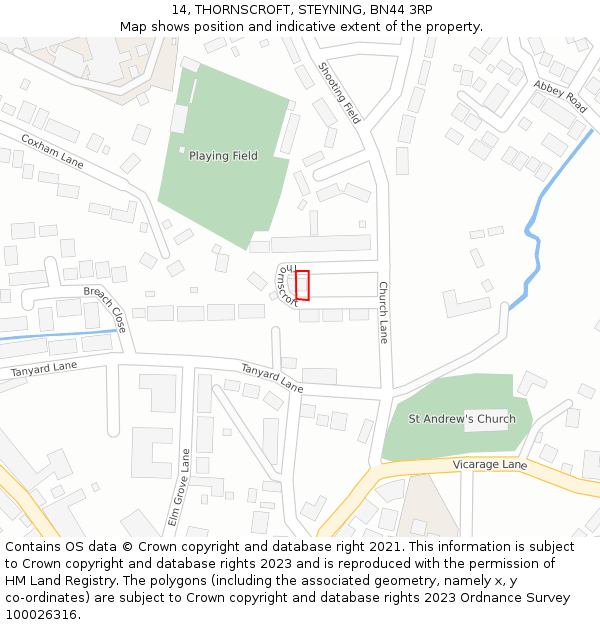 14, THORNSCROFT, STEYNING, BN44 3RP: Location map and indicative extent of plot