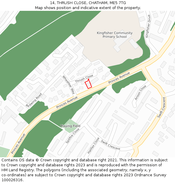 14, THRUSH CLOSE, CHATHAM, ME5 7TG: Location map and indicative extent of plot