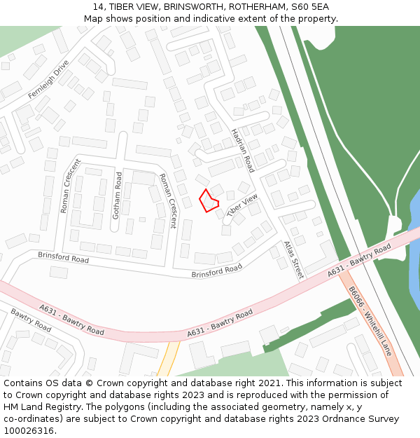 14, TIBER VIEW, BRINSWORTH, ROTHERHAM, S60 5EA: Location map and indicative extent of plot