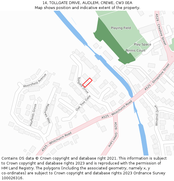 14, TOLLGATE DRIVE, AUDLEM, CREWE, CW3 0EA: Location map and indicative extent of plot