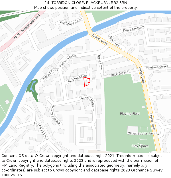 14, TORRIDON CLOSE, BLACKBURN, BB2 5BN: Location map and indicative extent of plot