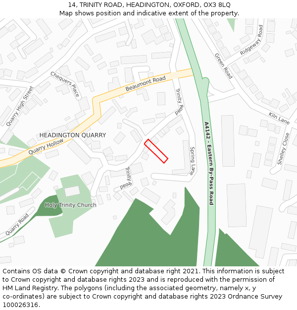 14, TRINITY ROAD, HEADINGTON, OXFORD, OX3 8LQ: Location map and indicative extent of plot