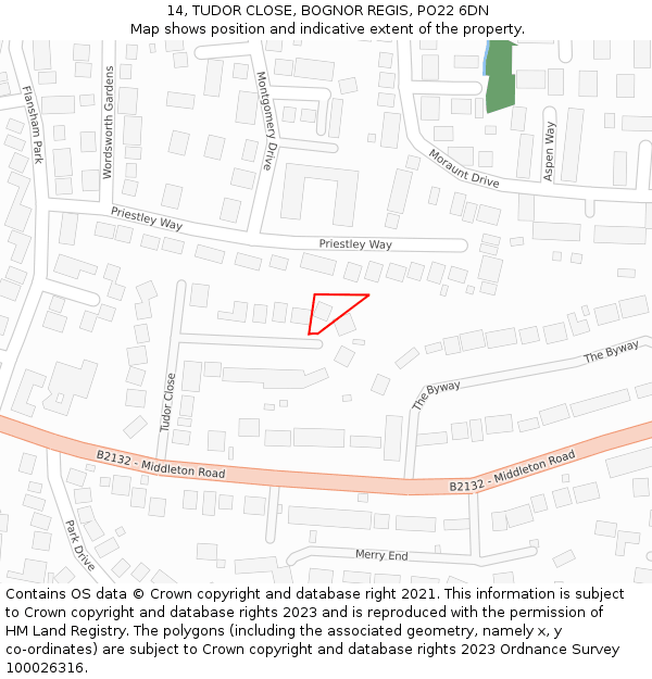 14, TUDOR CLOSE, BOGNOR REGIS, PO22 6DN: Location map and indicative extent of plot