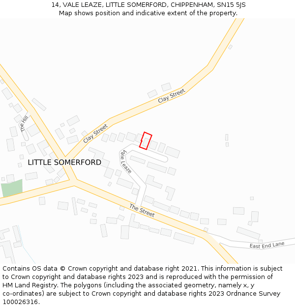 14, VALE LEAZE, LITTLE SOMERFORD, CHIPPENHAM, SN15 5JS: Location map and indicative extent of plot