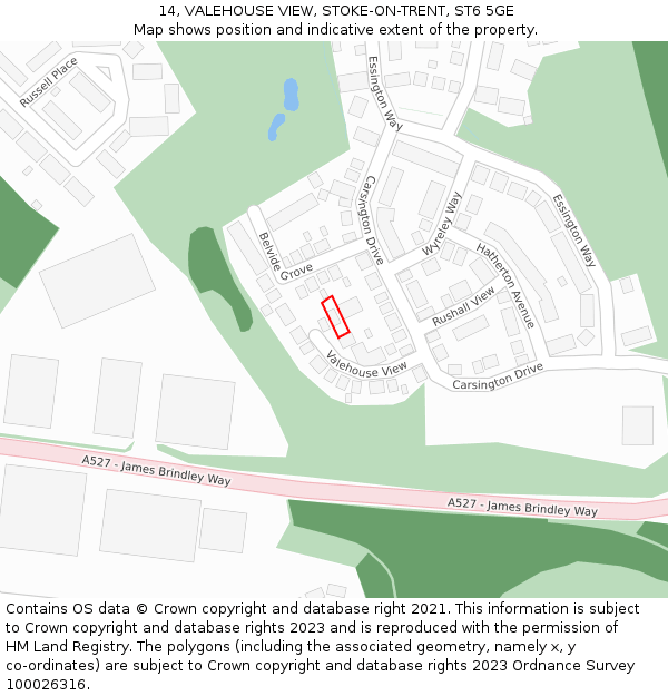 14, VALEHOUSE VIEW, STOKE-ON-TRENT, ST6 5GE: Location map and indicative extent of plot