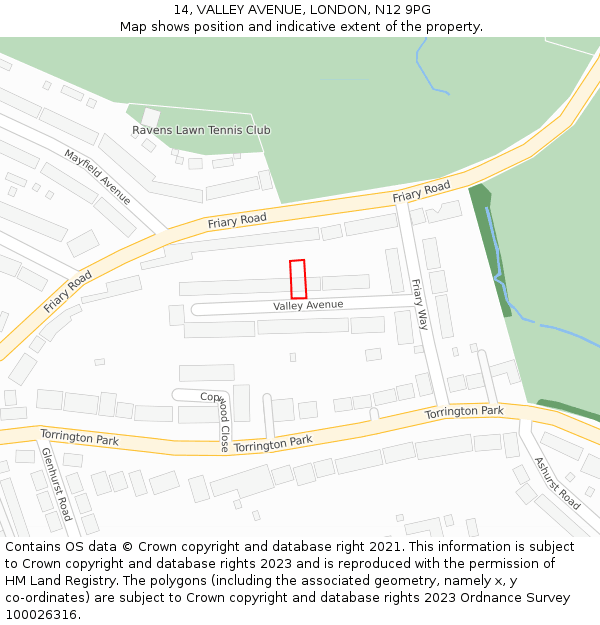 14, VALLEY AVENUE, LONDON, N12 9PG: Location map and indicative extent of plot