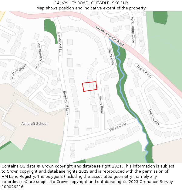 14, VALLEY ROAD, CHEADLE, SK8 1HY: Location map and indicative extent of plot