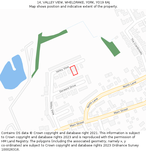 14, VALLEY VIEW, WHELDRAKE, YORK, YO19 6AJ: Location map and indicative extent of plot