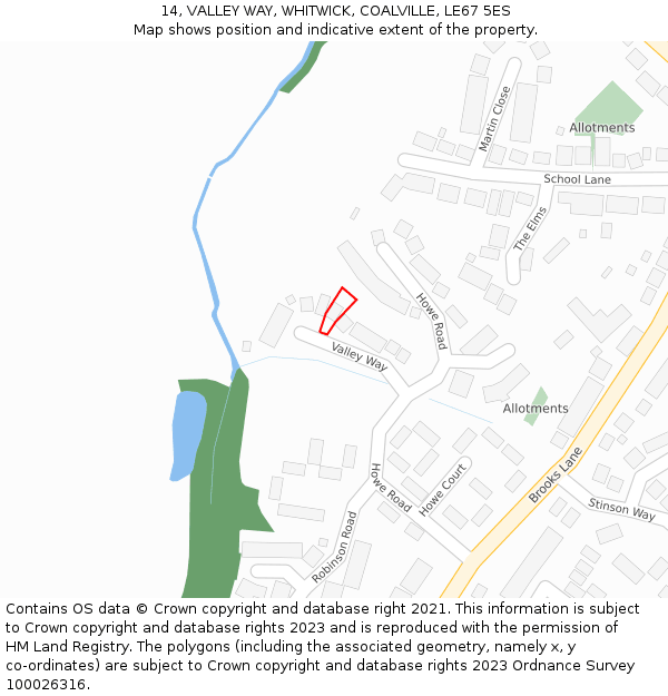 14, VALLEY WAY, WHITWICK, COALVILLE, LE67 5ES: Location map and indicative extent of plot