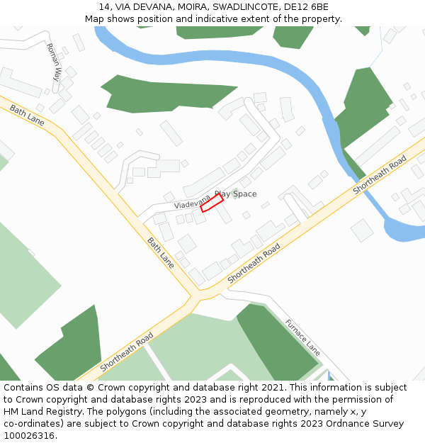 14, VIA DEVANA, MOIRA, SWADLINCOTE, DE12 6BE: Location map and indicative extent of plot