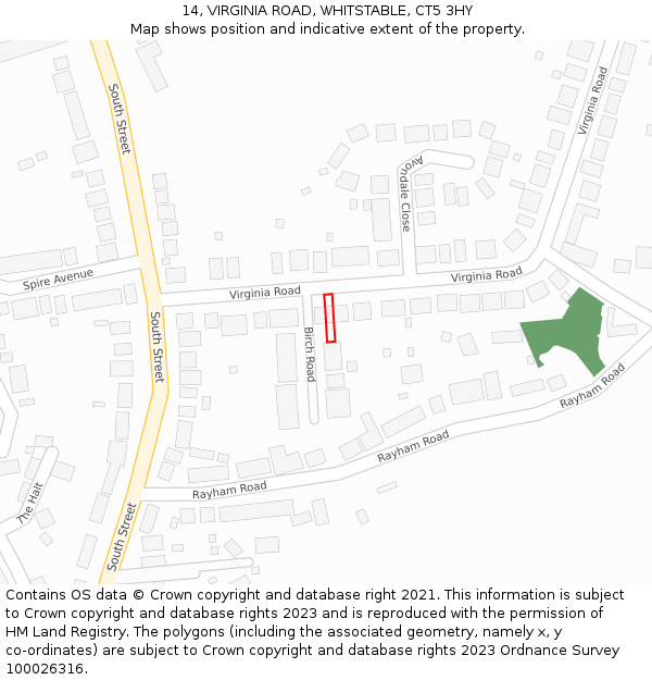 14, VIRGINIA ROAD, WHITSTABLE, CT5 3HY: Location map and indicative extent of plot
