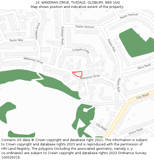 14, WAKEMAN DRIVE, TIVIDALE, OLDBURY, B69 1NQ: Location map and indicative extent of plot