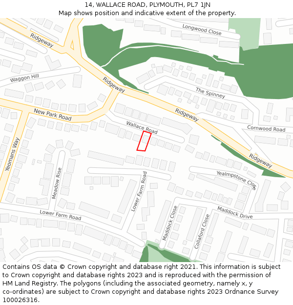 14, WALLACE ROAD, PLYMOUTH, PL7 1JN: Location map and indicative extent of plot