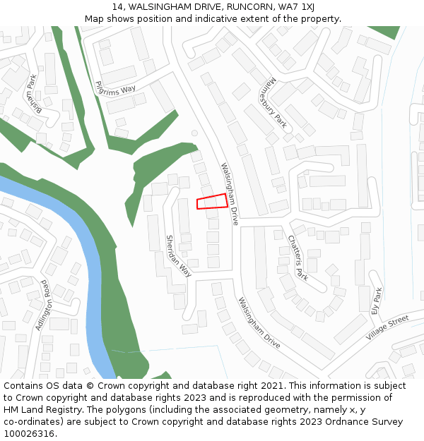 14, WALSINGHAM DRIVE, RUNCORN, WA7 1XJ: Location map and indicative extent of plot