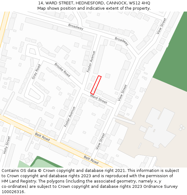 14, WARD STREET, HEDNESFORD, CANNOCK, WS12 4HQ: Location map and indicative extent of plot