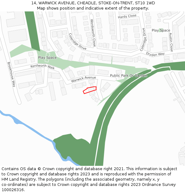 14, WARWICK AVENUE, CHEADLE, STOKE-ON-TRENT, ST10 1WD: Location map and indicative extent of plot