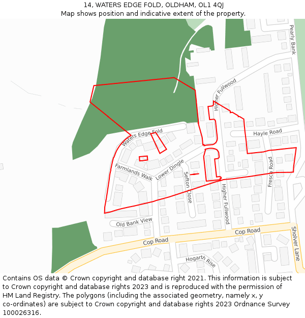 14, WATERS EDGE FOLD, OLDHAM, OL1 4QJ: Location map and indicative extent of plot