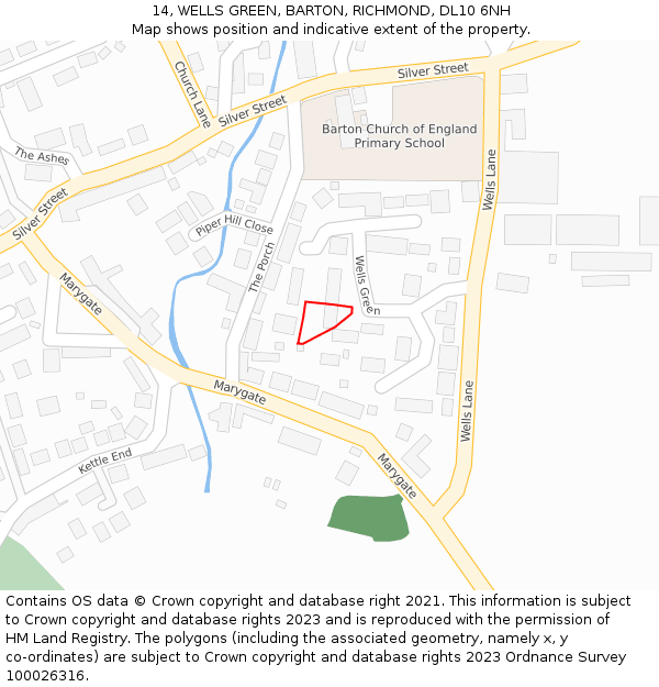 14, WELLS GREEN, BARTON, RICHMOND, DL10 6NH: Location map and indicative extent of plot