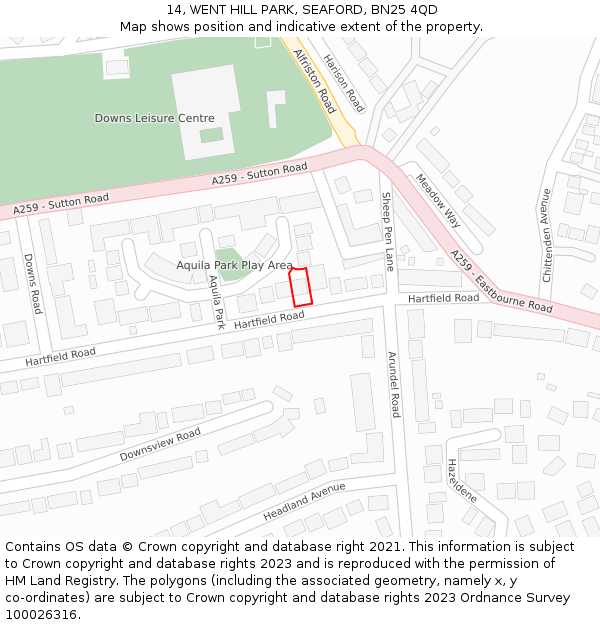 14, WENT HILL PARK, SEAFORD, BN25 4QD: Location map and indicative extent of plot