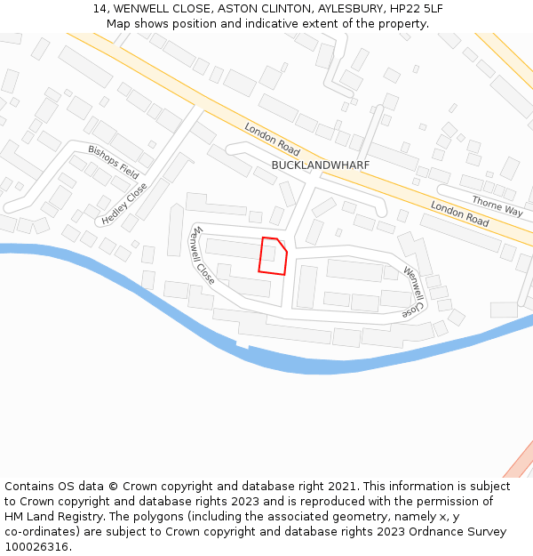 14, WENWELL CLOSE, ASTON CLINTON, AYLESBURY, HP22 5LF: Location map and indicative extent of plot